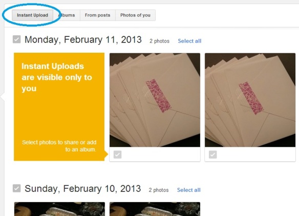 Google+ Instant Upload